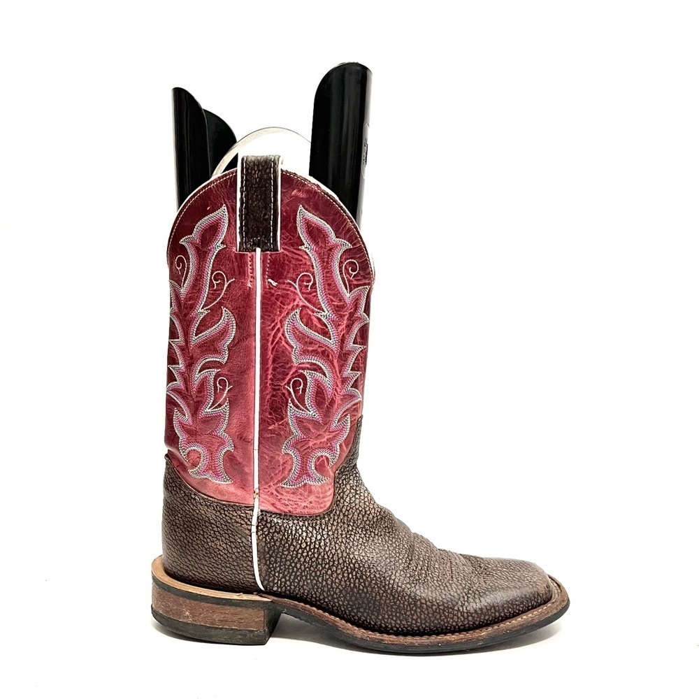 JUSTIN | Vintage Y2K mens red and brown leather western square toe cowboy boots